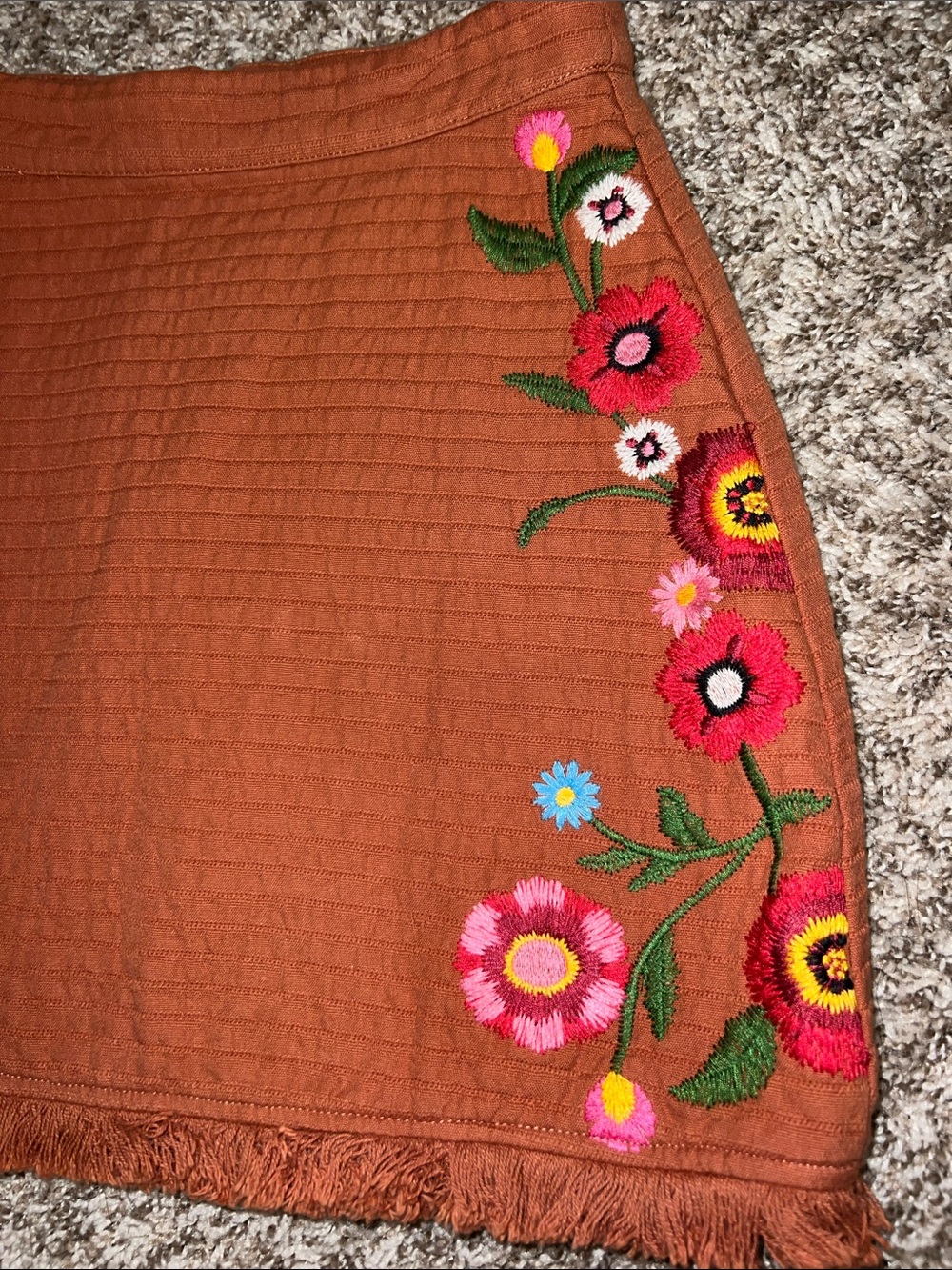 GB Gianni Bini Rust Embroidered Floral A-Line Skirt in Rust Orange Sz XS - Picture 3 of 11